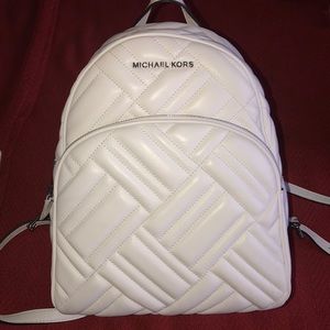 Michael Kors white quilt backpack